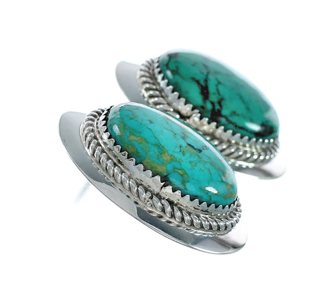 Genuine Turquoise Navajo Sterling Silver Post Earrings X11327